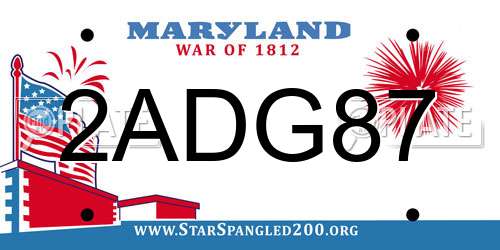 2ADG87 Maryland License Plate