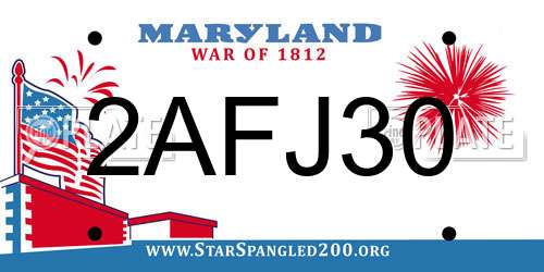 2AFJ30 Maryland License Plate