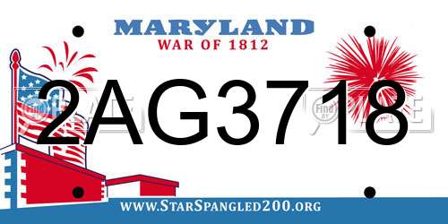 2AG3718 Maryland License Plate