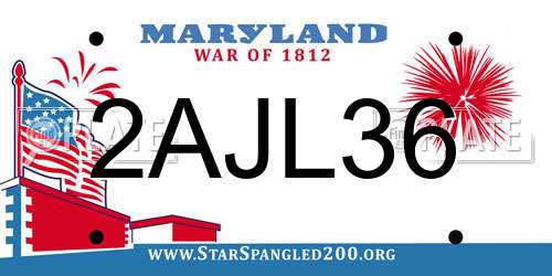 2AJL36 Maryland License Plate