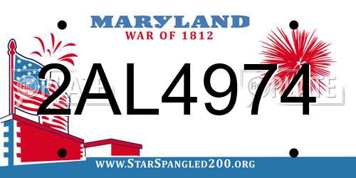 2AL4974 Maryland License Plate