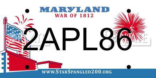 2APL86 Maryland License Plate