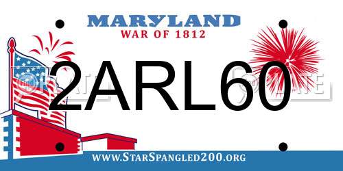 2ARL60 Maryland License Plate