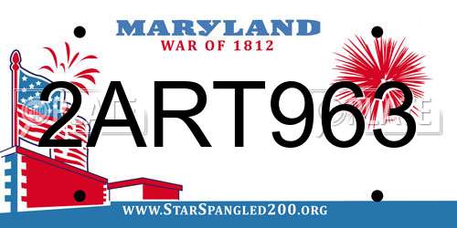 2ART963 Maryland License Plate