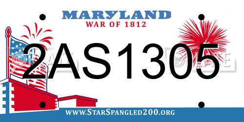 2AS1305 Maryland License Plate