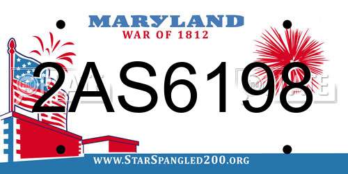 2AS6198 Maryland License Plate