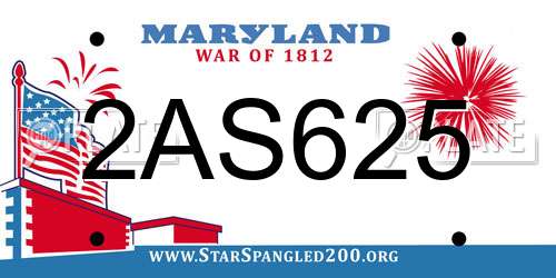 2AS625 Maryland License Plate