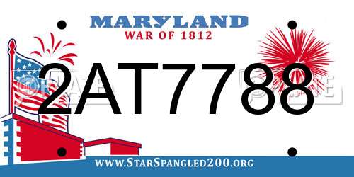 2AT7788 Maryland License Plate