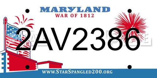 2AV2386 Maryland License Plate