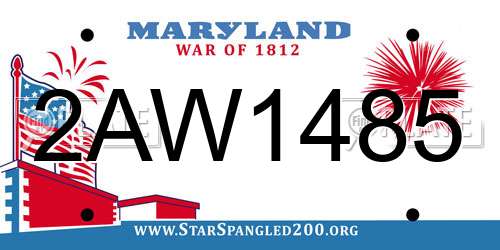 2AW1485 Maryland License Plate