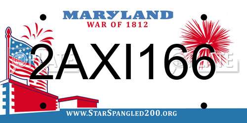 2AXI166 Maryland License Plate