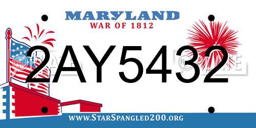 2AY5432 Maryland License Plate