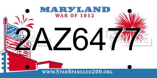 2AZ6477 Maryland License Plate