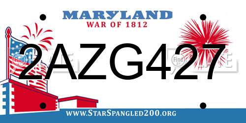 2AZG427 Maryland License Plate