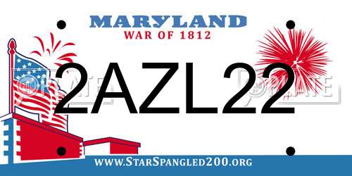 2AZL22 Maryland License Plate