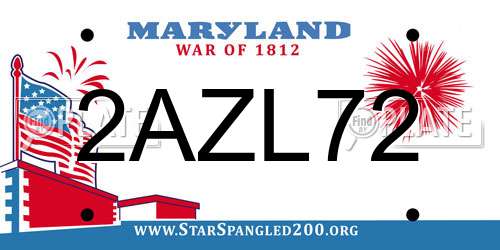 2AZL72 Maryland License Plate