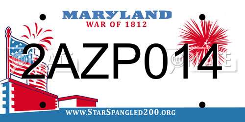 2AZP014 Maryland License Plate