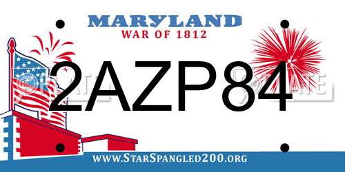 2AZP84 Maryland License Plate