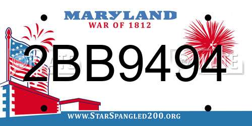 2BB9494 Maryland License Plate