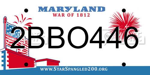 2BBO446 Maryland License Plate
