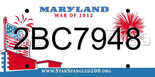 2BC7948 Maryland License Plate