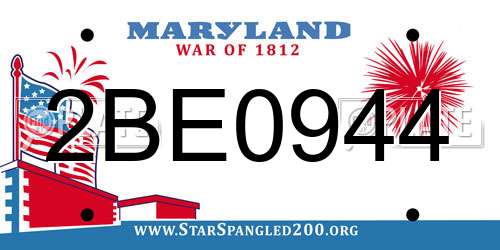 2BE0944 Maryland License Plate