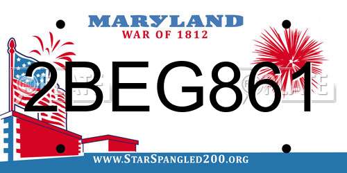 2BEG861 Maryland License Plate