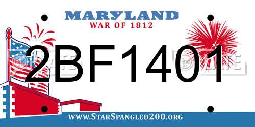 2BF1401 Maryland License Plate