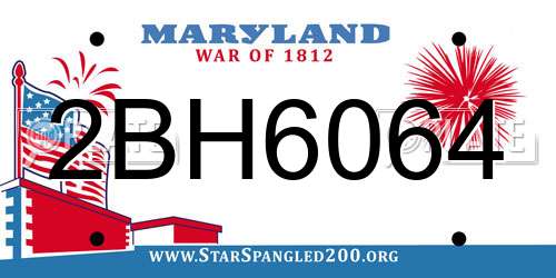 2BH6064 Maryland License Plate