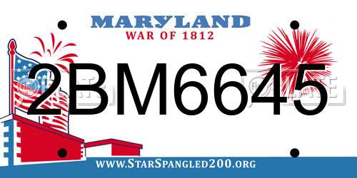 2BM6645 Maryland License Plate