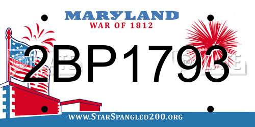 2BP1793 Maryland License Plate