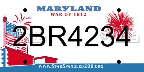 2BR4234 Maryland License Plate