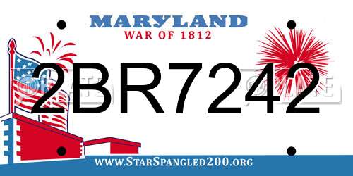 2BR7242 Maryland License Plate