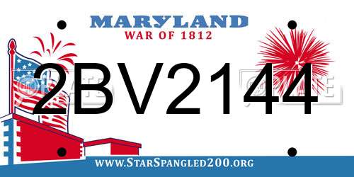 2BV2144 Maryland License Plate