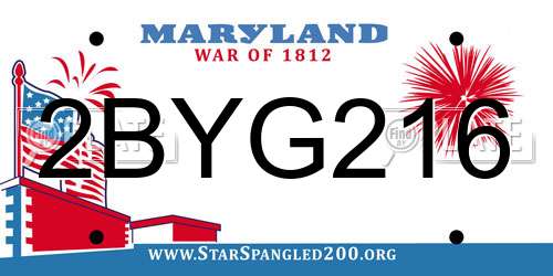 2BYG216 Maryland License Plate