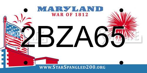 2BZA65 Maryland License Plate