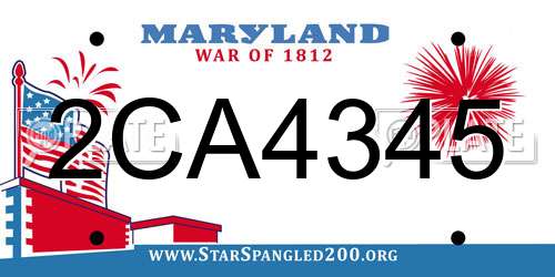 2CA4345 Maryland License Plate