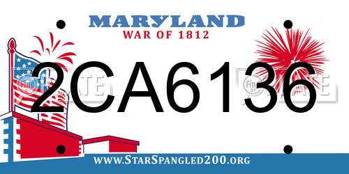 2CA6136 Maryland License Plate