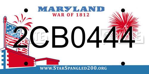 2CB0444 Maryland License Plate