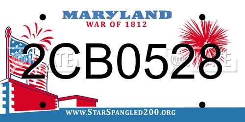 2CB0528 Maryland License Plate