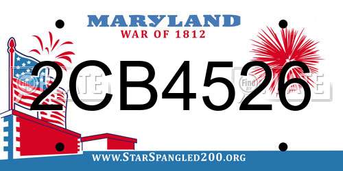 2CB4526 Maryland License Plate