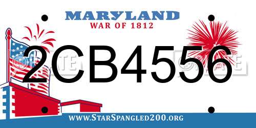 2CB4556 Maryland License Plate