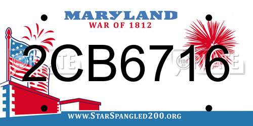 2CB6716 Maryland License Plate