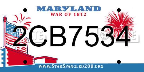 2CB7534 Maryland License Plate