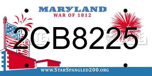 2CB8225 Maryland License Plate