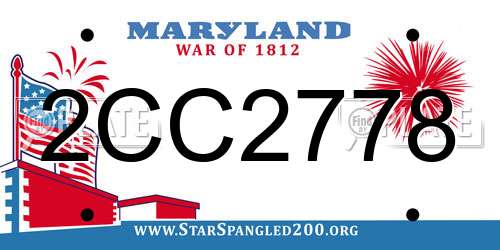 2CC2778 Maryland License Plate