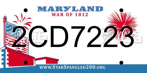 2CD7223 Maryland License Plate