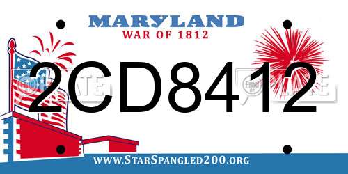 2CD8412 Maryland License Plate