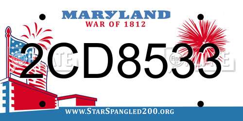 2CD8533 Maryland License Plate