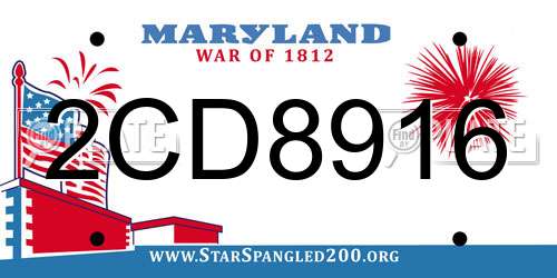 2CD8916 Maryland License Plate
